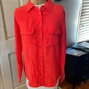 Equipment Red Long Sleeve Button Down Shirt